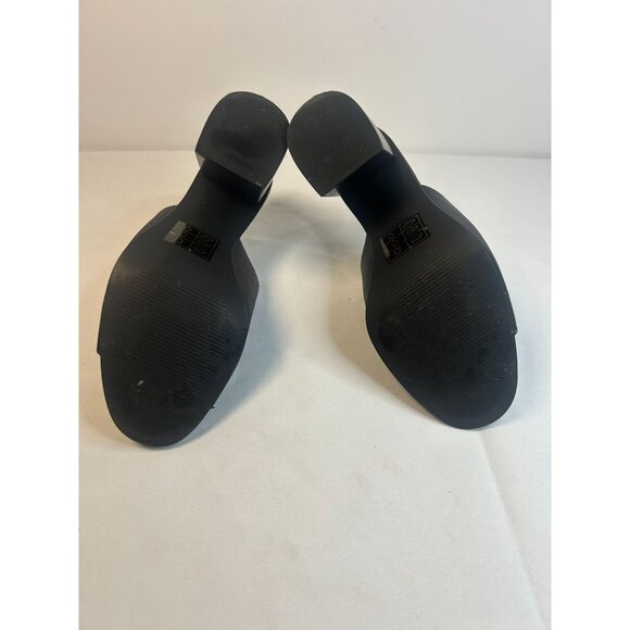 Aldo Legossa Black Leather Open Toe Mule Size 8 Block Heels Boho Western Slip On - Picture 11 of 13